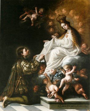메르체다리오회를 설립하도록 성 베드로 놀라스코에게 발현한 동정 마리아_by Alonso del Arco_in the Museo del Prado_Madrid.jpg